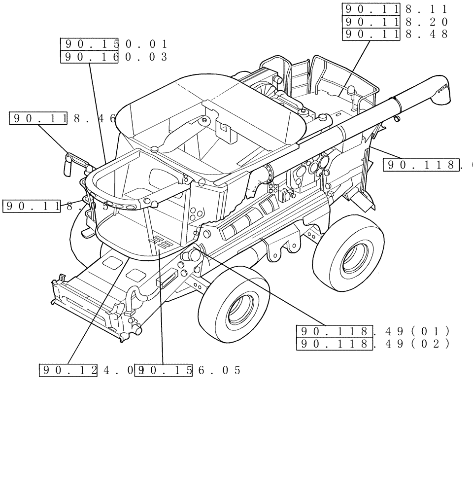 Схема запчастей Case IH 5130 - (00.000.90) - PICTORAL INDEX - PLATFORM, CAB, BODYWORK AND DECALS (00) - GENERAL & PICTORIAL INDEX