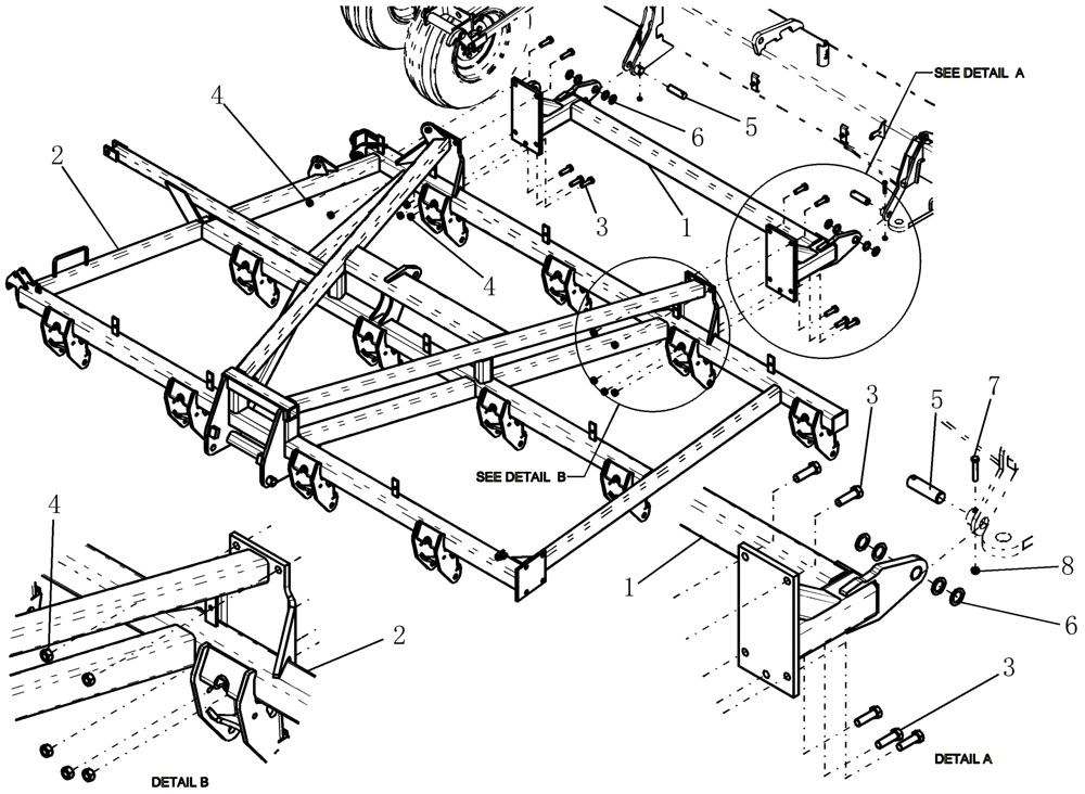 Схема запчастей Case IH 800 - (39.100.15) - INNER TOOLBAR FRAME (60 AND 70) (39) - FRAMES AND BALLASTING