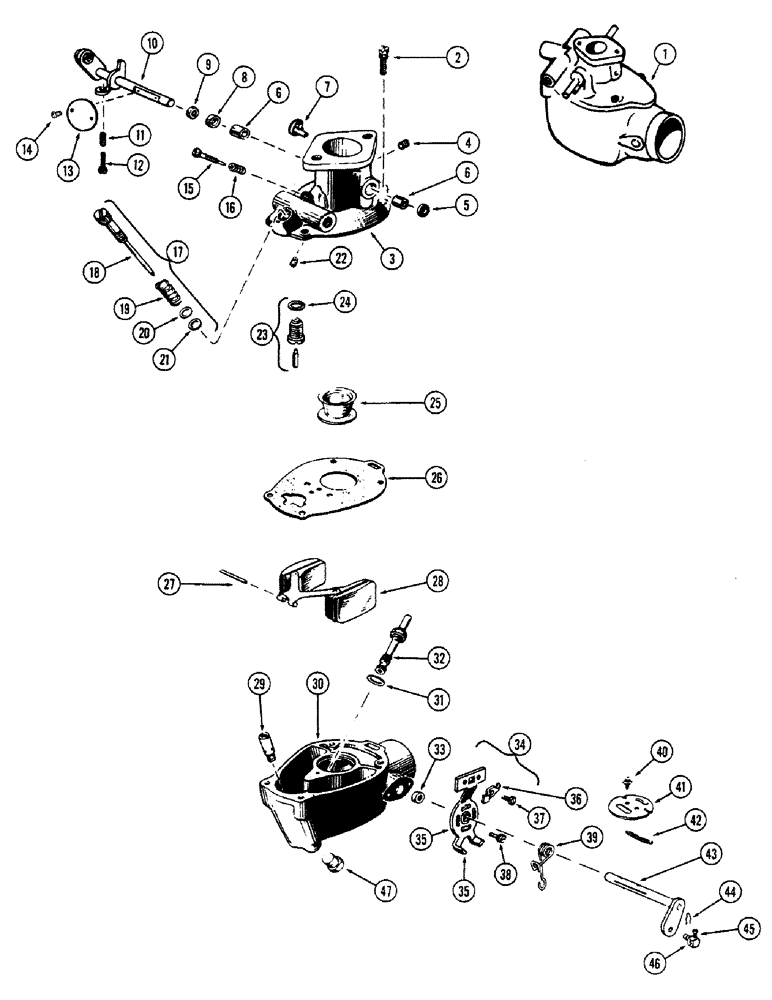 Схема запчастей Case IH 1010 - (430) - A20813 CARBURETOR, 284 GASOLINE ENGINE (10) - ENGINE