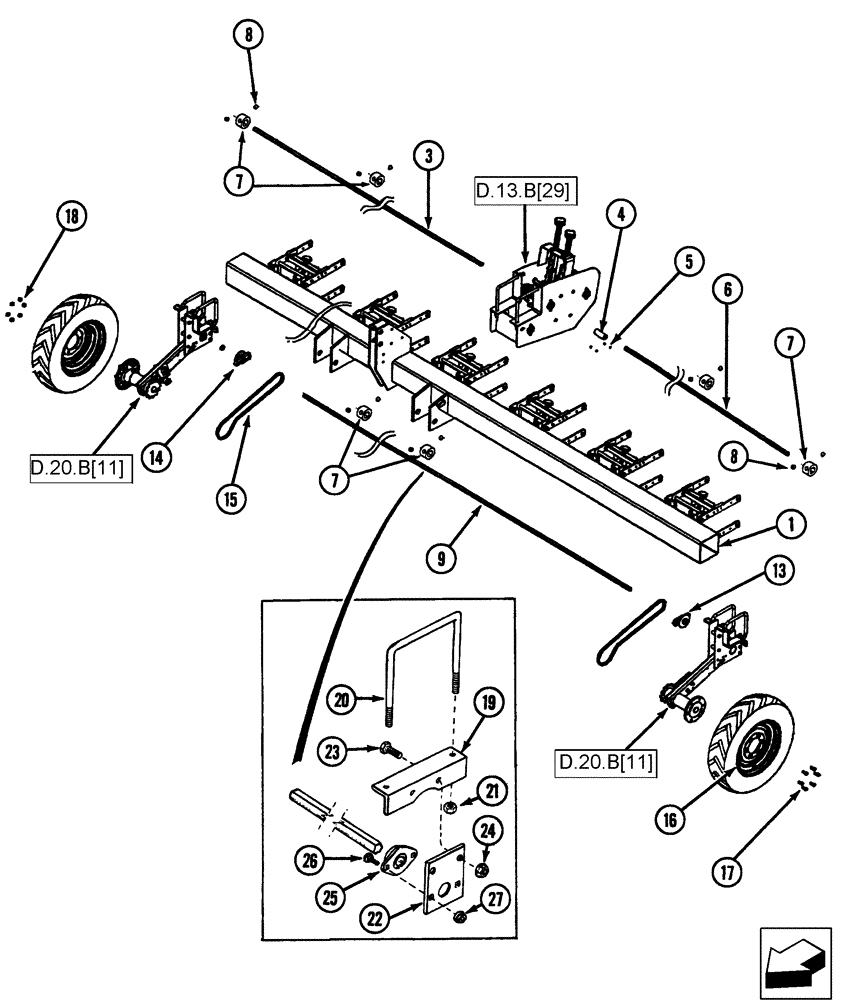 Схема запчастей Case IH 1200 - (D.13.B[06]) - DRIVE SYSTEM - 8R RIGID MOUNTED AND RIGID TRAILING (BSN CBJ0001596) D - Travel