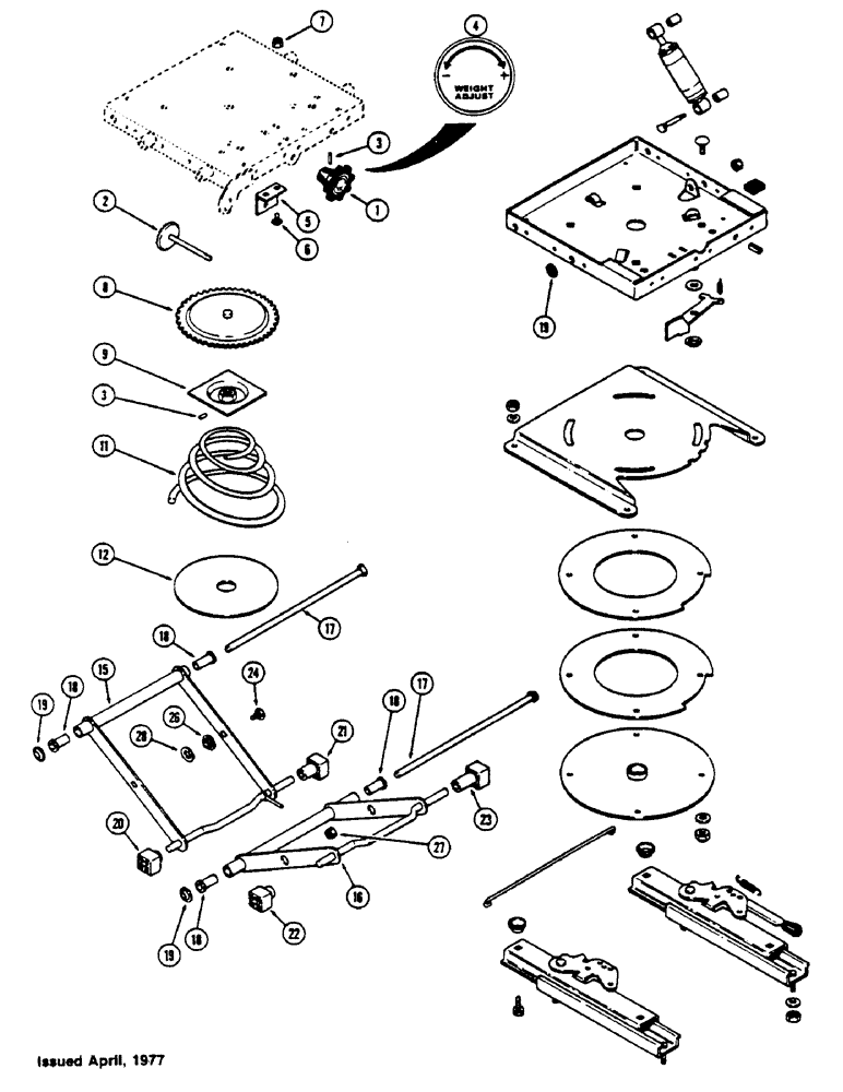 Схема запчастей Case IH 1175 - (215G) - SEAT, CLOTH, WITH SWIVEL, FIRST USED TRACTOR SERIAL NUMBER 8802110 (09) - CHASSIS