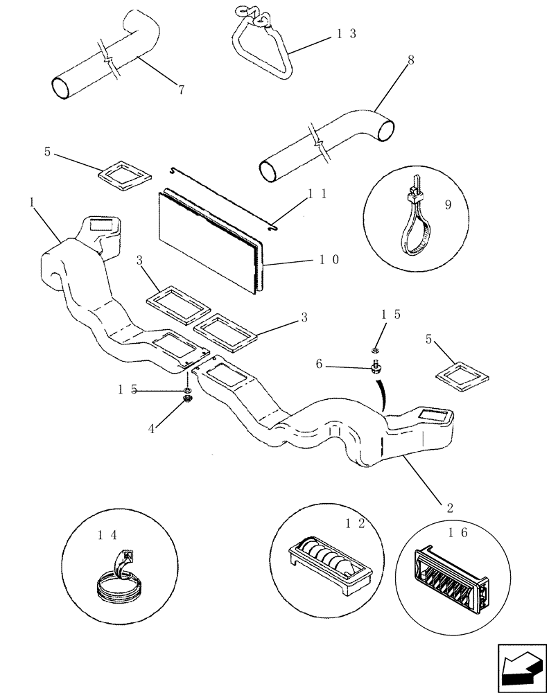 Схема запчастей Case IH 7130 - (50.200.13) - HEATER - AIR CONDITIONING - LOUVERS AND AIR DUCTS (50) - CAB CLIMATE CONTROL