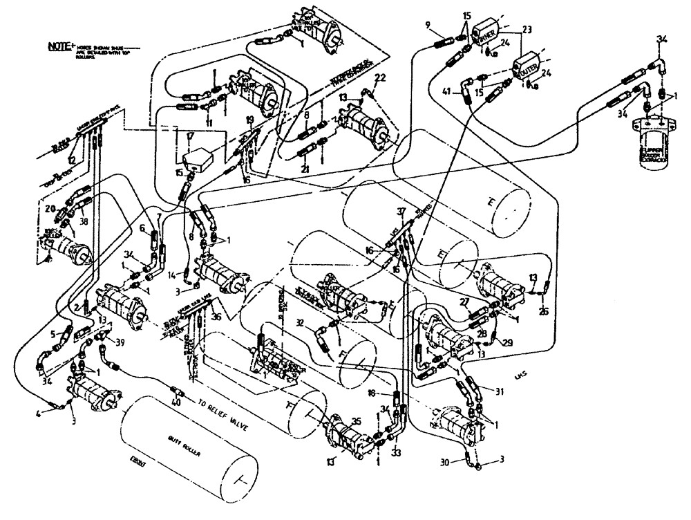 Схема запчастей Case IH 7700 - (B05[66A]) - HYDRAULIC CIRCUIT {BOTTOM ROLLERS, ROTARY CHOPPER/LEG BASECUTTER} Hydraulic Components & Circuits
