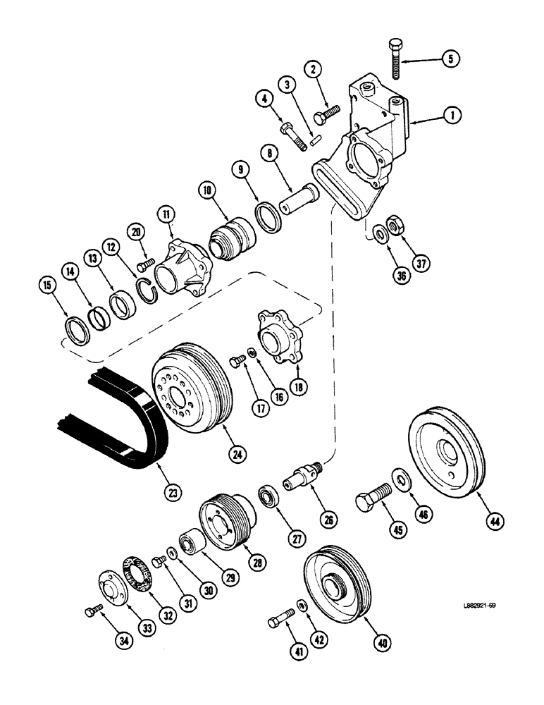 Схема запчастей Case IH 9150 - (2-08) - FAN DRIVE, L-10 ENGINE (02) - ENGINE