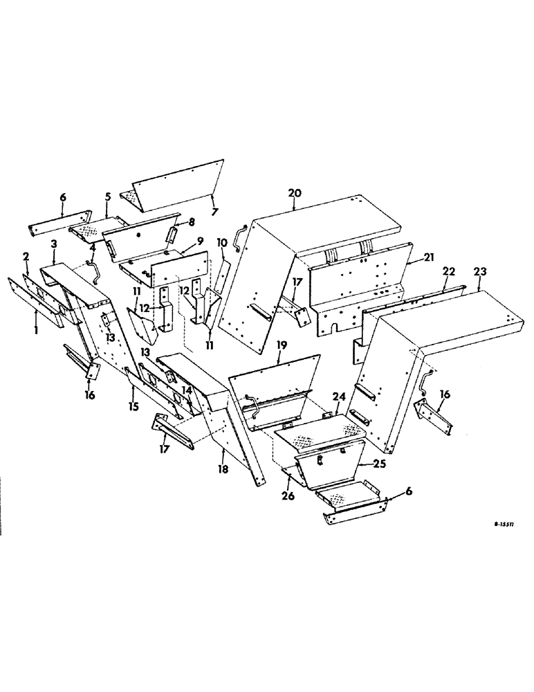 Схема запчастей Case IH 4100 - (A-09) - CHASSIS, RADIATOR AND SHEET METAL, FENDERS, STEPS, SUPPORTS AND CONNECTIONS Chassis, Radiator & Sheet Metal