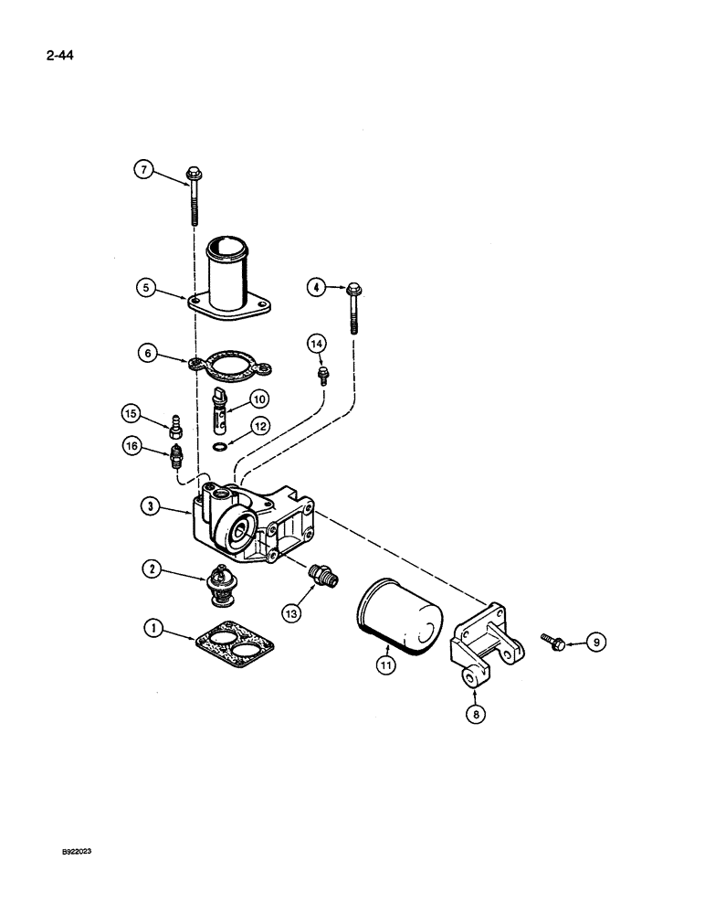Схема запчастей Case IH 9240 - (2-044) - THERMOSTAT HOUSING, 6TA-830 ENGINE (02) - ENGINE