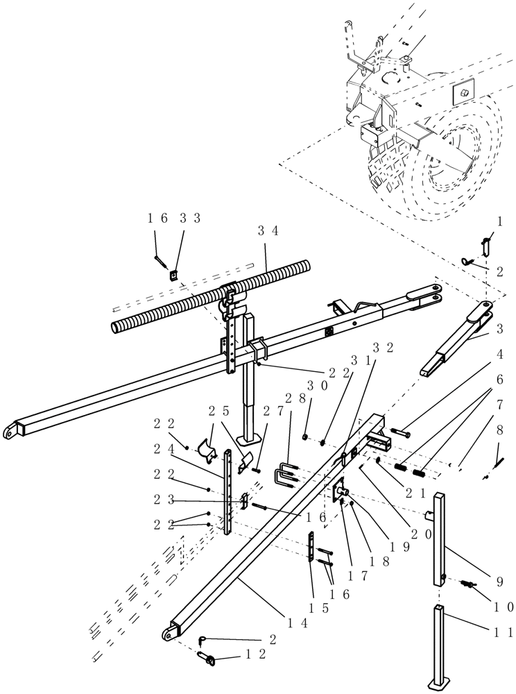 Схема запчастей Case IH 3380 - (39.110.03) - TOW BEHIND PLANTER FIELD HITCH (39) - FRAMES AND BALLASTING