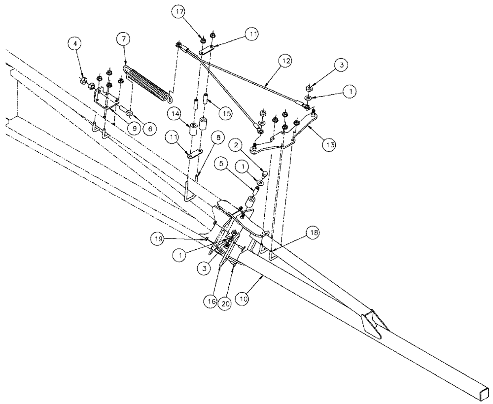 Схема запчастей Case IH SPX3310 - (08-030) - BOOM BREAKAWAY ASSEMBLY, L.H. - 90 (09) - BOOMS