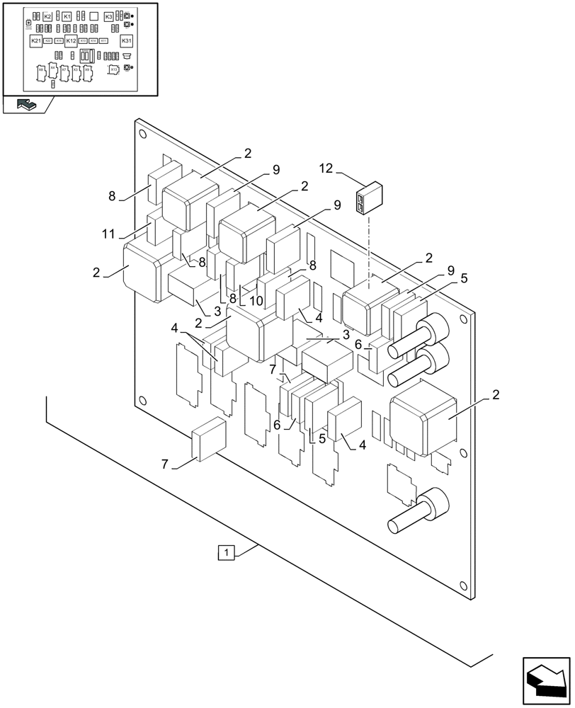 Схема запчастей Case IH LBX432R - (06.01B[02]) - FUSE PRINT - D500 (06) - ELECTRICAL SYSTEMS