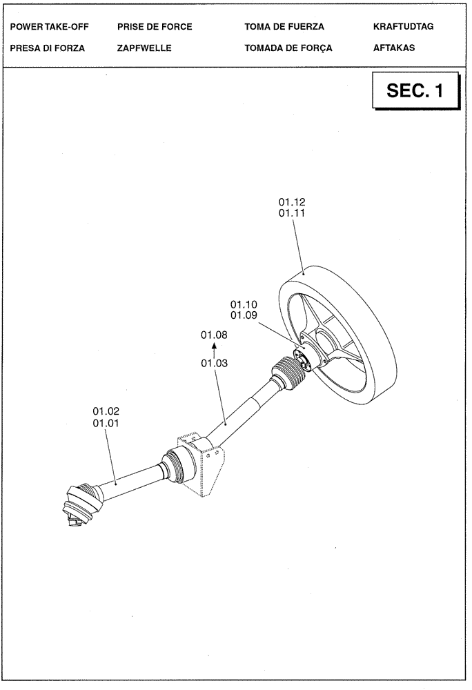 Схема запчастей Case IH LBX331P - (01.00[01]) - SECTION LIST 1 - POWER TAKE-OFF (01) - POWER TAKE OFF
