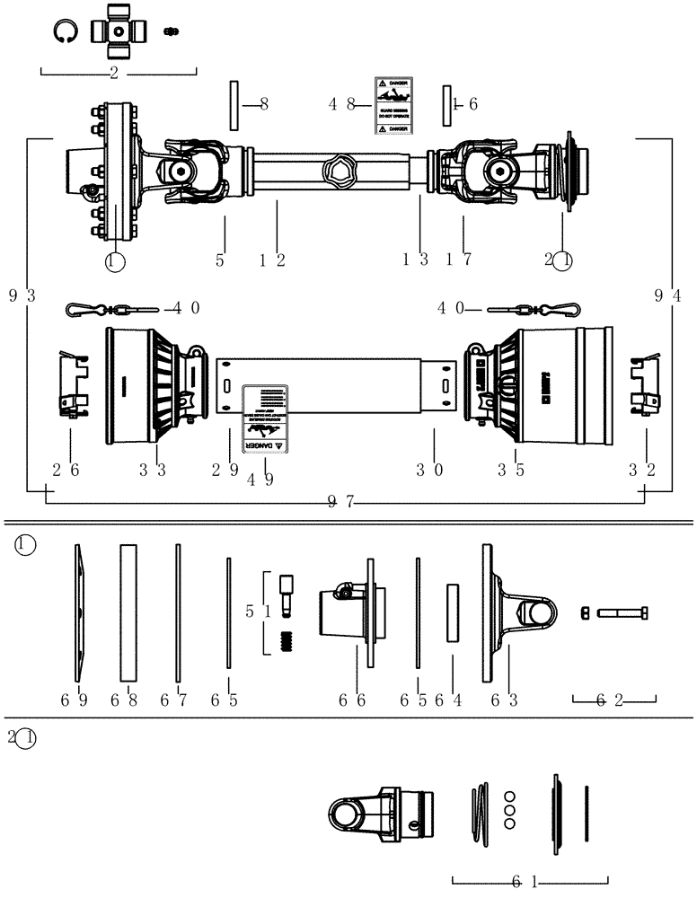 Схема запчастей Case IH 1020 - (09C-14) - DRIVE SHAFT 15.0, 16.5, 17.5 AND 20.0 FOOT HEADER ASN CBJ044231 (09) - CHASSIS/ATTACHMENTS