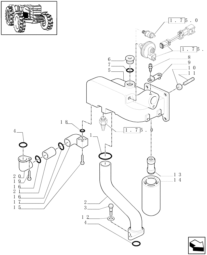 Схема запчастей Case IH MAXXUM 100 - (1.32.8/01[01]) - PUMPS FOR HYDRAULIC SYSTEM AND LIFT (80 L/MIN) (03) - TRANSMISSION