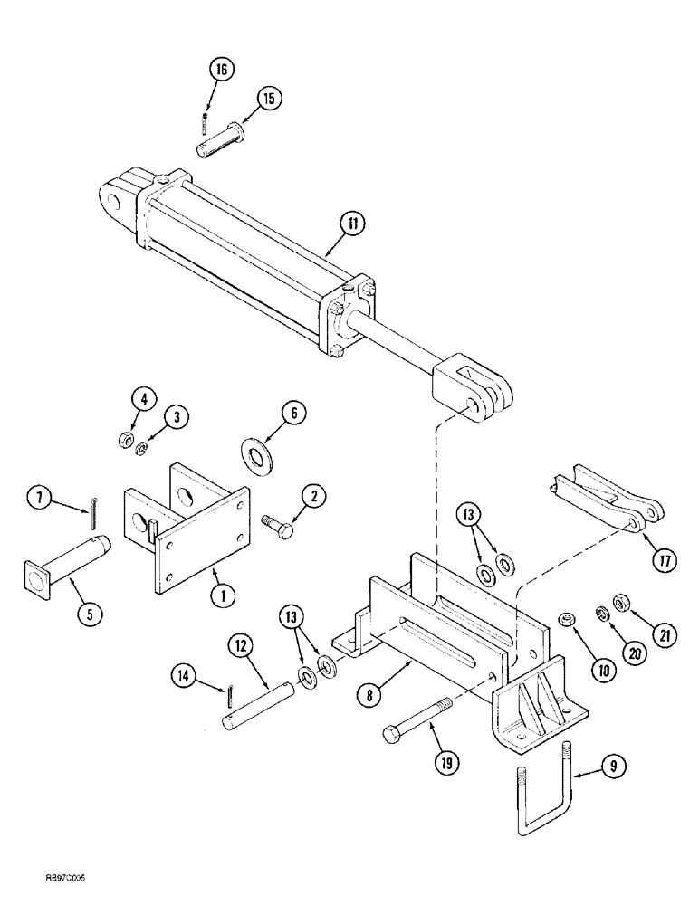 Схема запчастей Case IH 4300 - (9-050) - FRONT AND REAR PRIMARY WING LIFT HINGES, AND CYLINDER MOUNTING, LOW TRANSPORT, DOUBLE FOLD (09) - CHASSIS/ATTACHMENTS