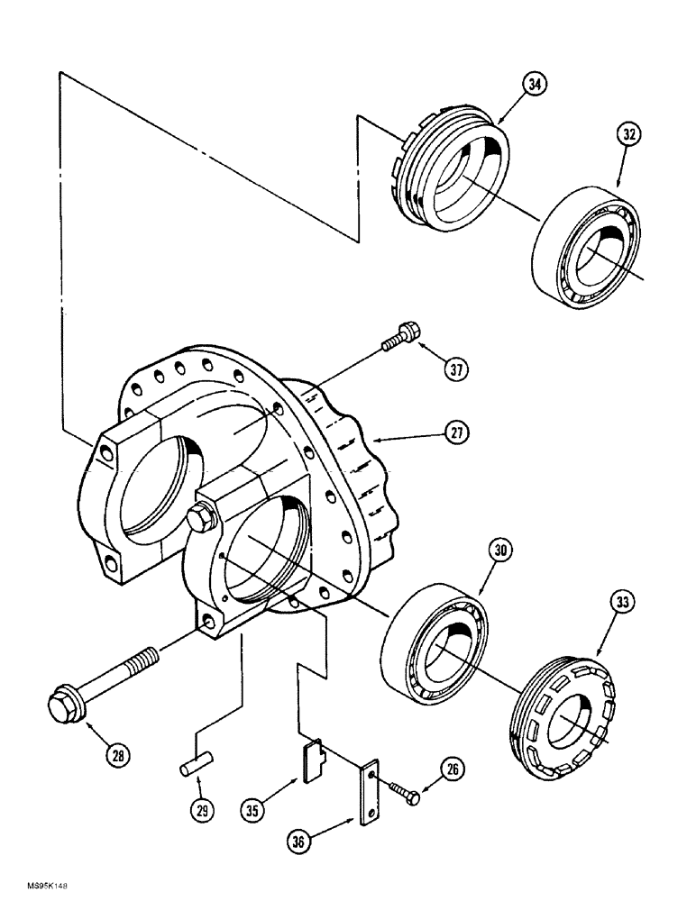Схема запчастей Case IH 9370 - (6-158) - AXLE ASSEMBLY, DIFFERENTIAL AND CARRIER WITHOUT LIMITED SLIP (CONTD) (06) - POWER TRAIN
