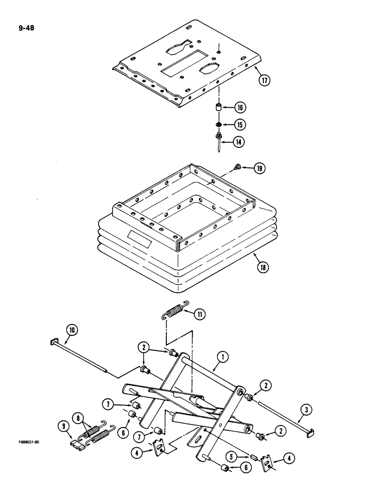 Схема запчастей Case IH 9180 - (9-048) - SEAT MECHANICAL SUSPENSION ROPS (09) - CHASSIS/ATTACHMENTS