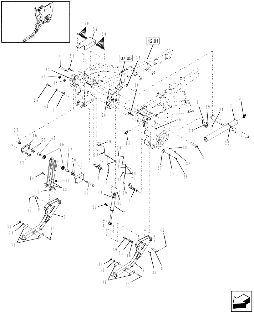 Схема запчастей Case IH WDX1002S - (09.01[02]) - HEADER LIFT (09) - IMPLEMENT LIFT
