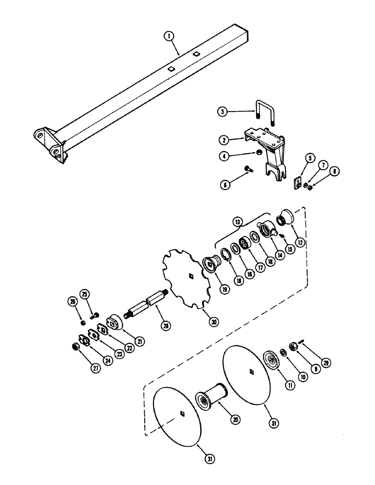 Схема запчастей Case IH E30 - (082) - REAR LEFT WING GANG, 10-1/2 INCH (266.7 MM) SPACING, MODEL 11-360 