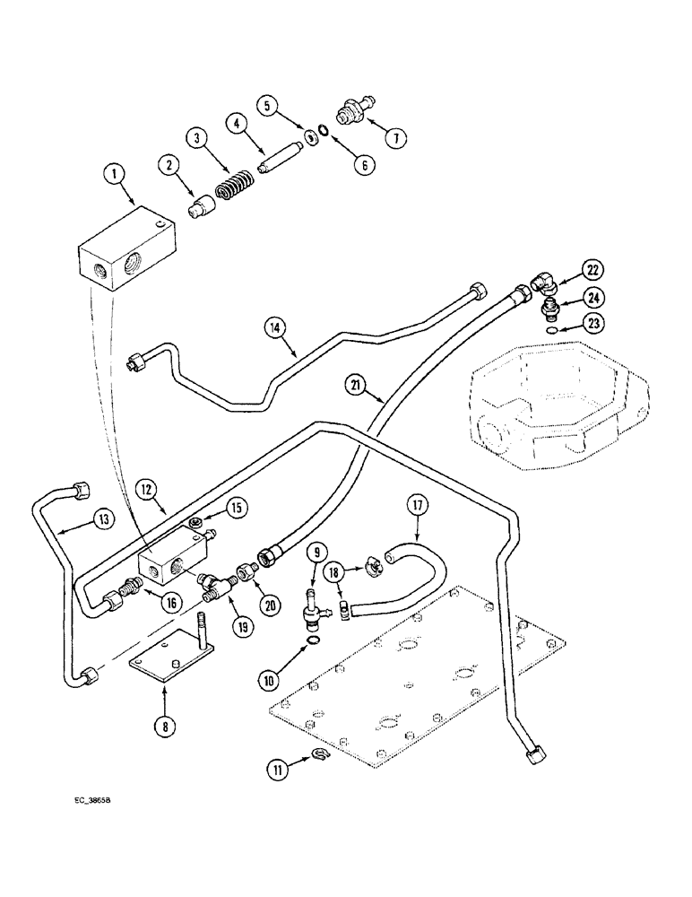 Схема запчастей Case IH 3230 - (8-016) - REGULATOR VALVE AND CONNECTIONS-CREEP, WITHOUT CAB (08) - HYDRAULICS