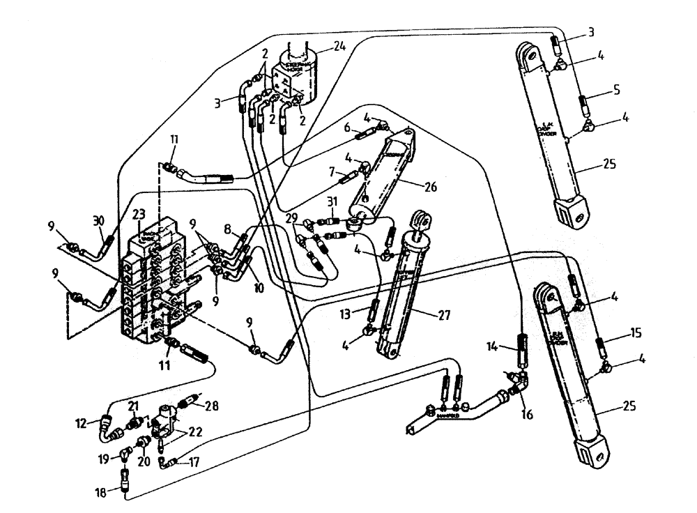 Схема запчастей Case IH 7000 - (B06-20B) - HYDRAULIC CIRCUIT, (STEERING, TOPPER AND CROPDIVIDER 7000) Hydraulic Components & Circuits