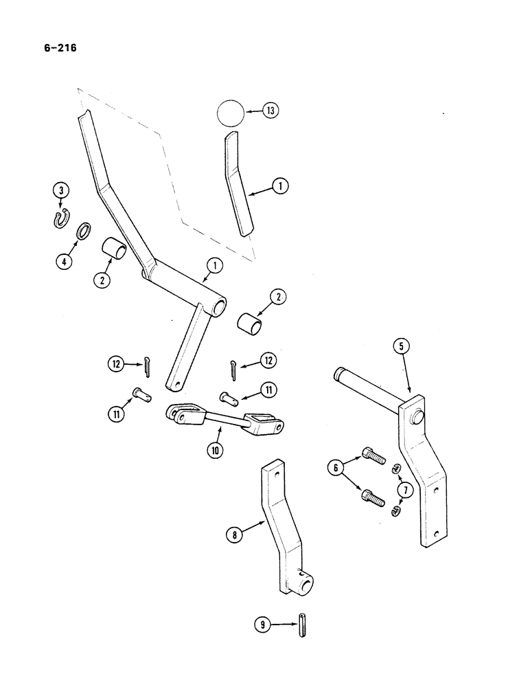 Схема запчастей Case IH 485 - (6-216) - CONTROL LEVER, 4 WHEEL DRIVE, MFD AXLE APL-330, P.I.N. 18001 AND UP (06) - POWER TRAIN