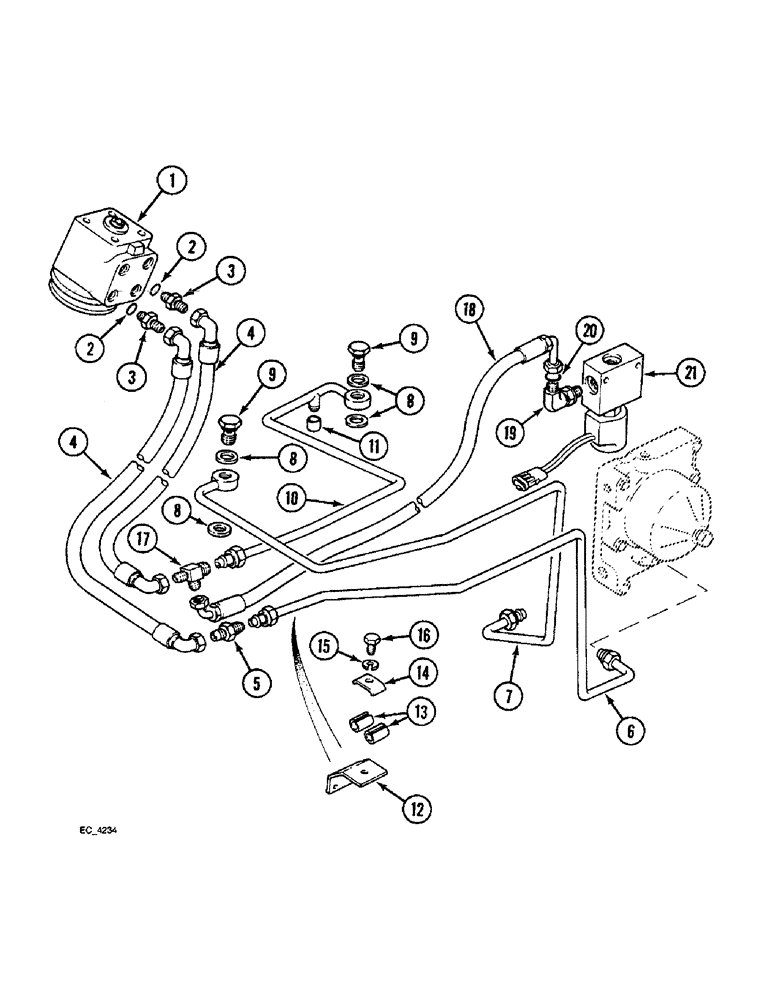 Схема запчастей Case IH 4230 - (5-18) - POWER STEERING TUBES, REAR, TWO WHEEL DRIVE TRACTORS WITH CAB (05) - STEERING