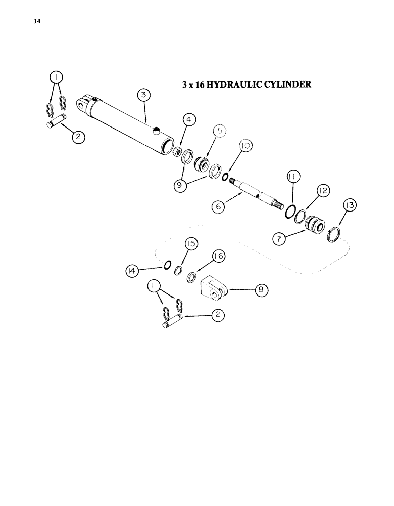 Схема запчастей Case IH K23A - (14) - 3 X 16 HYDRAULIC CYLINDER, PRINCE #P-1046 