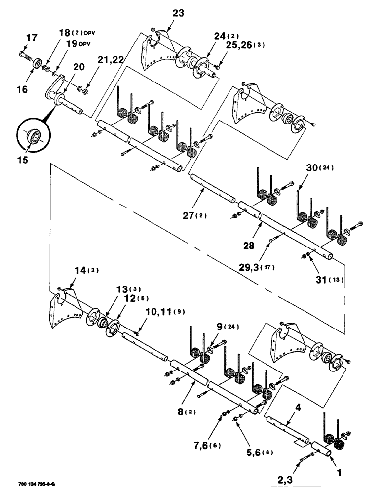 Схема запчастей Case IH SC416 - (6-18) - TINE TUBE ASSEMBLY, 16 FOOT DELUXE, TINE TUBE ASSEMBLY A (09) - CHASSIS