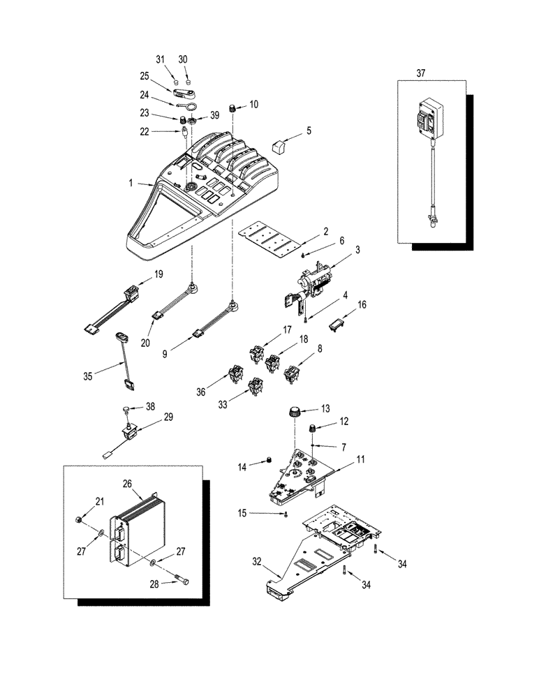 Схема запчастей Case IH STX325 - (04-01) - CONTROLS - CONSOLE, RIGHT-HAND, BSN JEE0106701 (04) - ELECTRICAL SYSTEMS