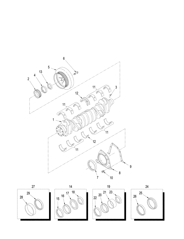 Схема запчастей Case IH STX275 - (02-24[01]) - CRANKSHAFT, STX275 (02) - ENGINE