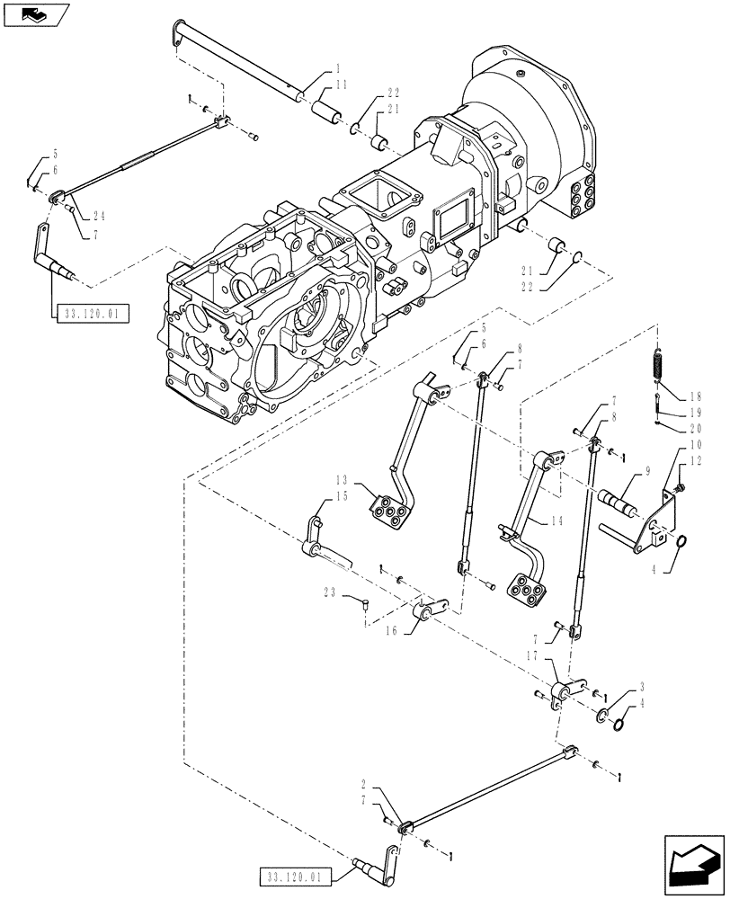 Схема запчастей Case IH FARMALL 50B - (33.120.02) - BRAKE PEDALS - 16X16 (33) - BRAKES & CONTROLS