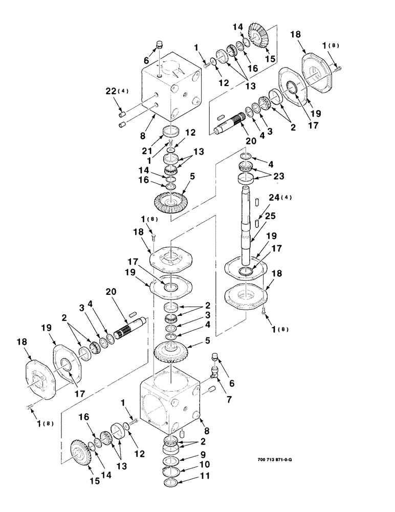 Схема запчастей Case IH 8312 - (2-16) - GEARBOX ASSEMBLY, DOUBLE, 700713871 GEARBOX ASSEMBLY COMPLETE (58) - ATTACHMENTS/HEADERS