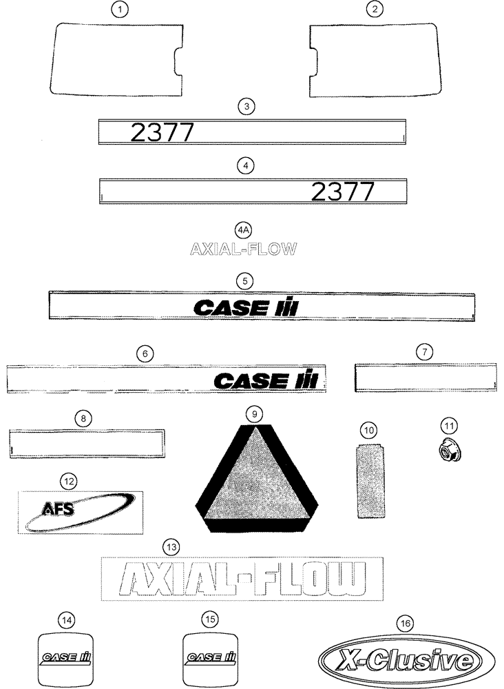 Схема запчастей Case IH 2377 - (09H-18) - DECALS (12) - CHASSIS