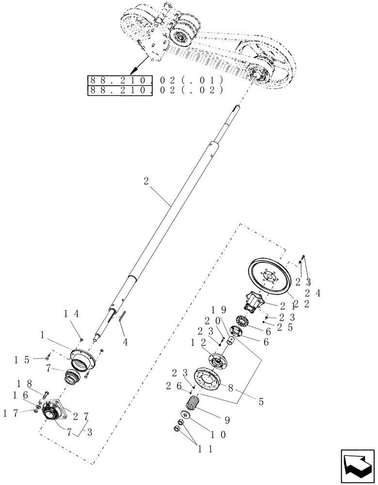 Схема запчастей Case IH 9010 - (88.210.01[03]) - STRAWCHOPPER DRIVE - 9010 (88) - ACCESSORIES