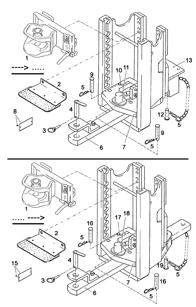 Схема запчастей Case IH C55 - (09C-20[01]) - DRAWBAR+ PITON-FIX HEIGHT-ADJUSTMENT / ----> ..... (09) - CHASSIS/ATTACHMENTS