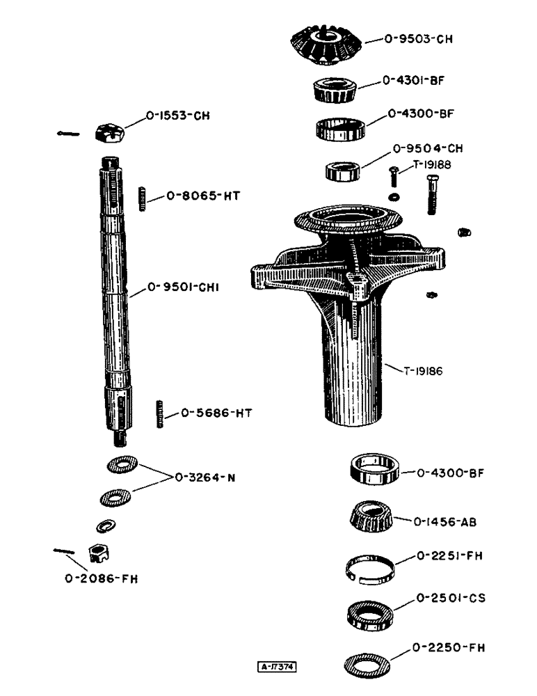 Схема запчастей Case IH 604 - (009) - VERTICAL SHAFT AND HOUSING 