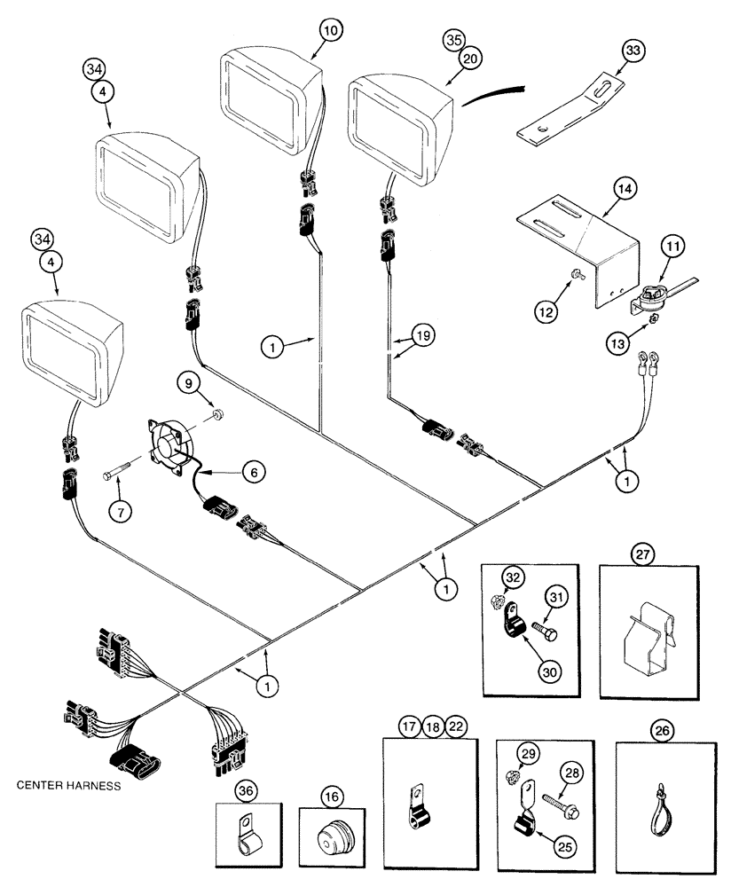 Схема запчастей Case IH 2388 - (04-16) - HARNESS - GRAIN TANK AND UNLOADER LAMP (06) - ELECTRICAL