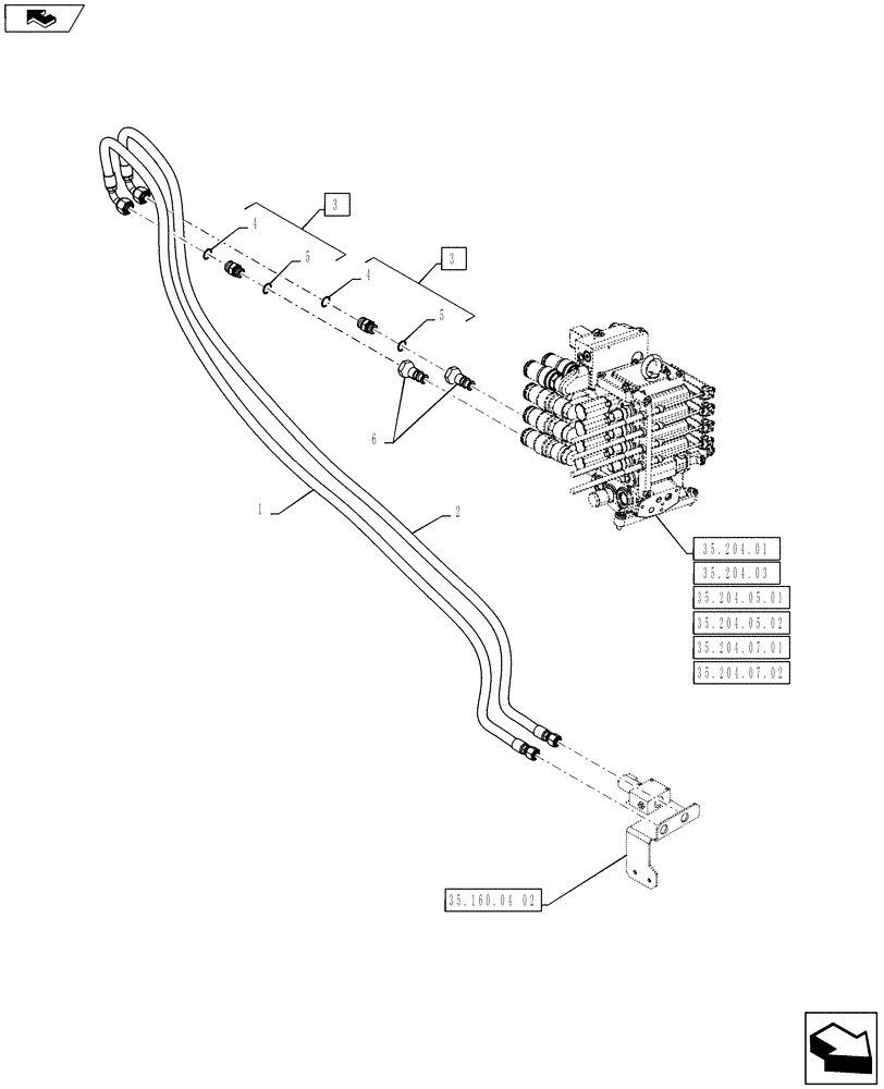 Схема запчастей Case IH PUMA 160 - (35.160.04[01]) - VAR - 330926 - FRONT HPL - TUBES FROM MECHANICAL REMOTE VALVES (35) - HYDRAULIC SYSTEMS