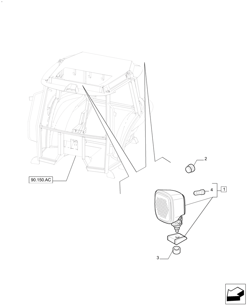 Схема запчастей Case IH FARMALL 110A - (55.404.BS[02]) - REAR AND FRONT WORKING LIGHTS - W/CAB (55) - ELECTRICAL SYSTEMS