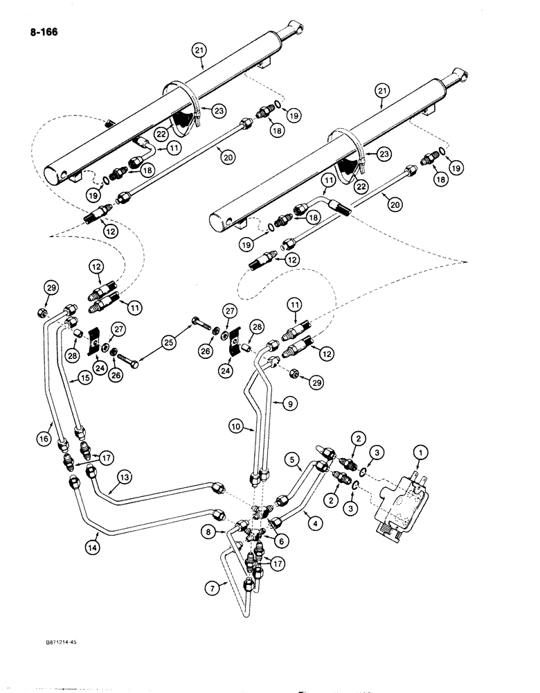 Схема запчастей Case IH 1825 - (8-166) - LOADER LIFT HYDRAULIC CIRCUIT (08) - HYDRAULICS