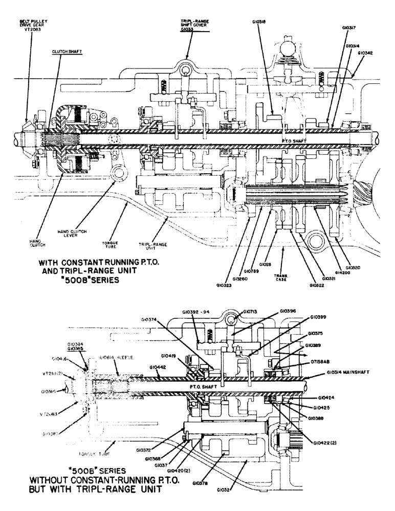 Схема запчастей Case IH 500B-SERIES - (062) - W/CONST. RUNNING PTO & TRIPLE RANGE UNIT 500B SERIES W/O CONST. RUNNING PTO BUT W/TRIPLE RANGE UNIT (06) - POWER TRAIN