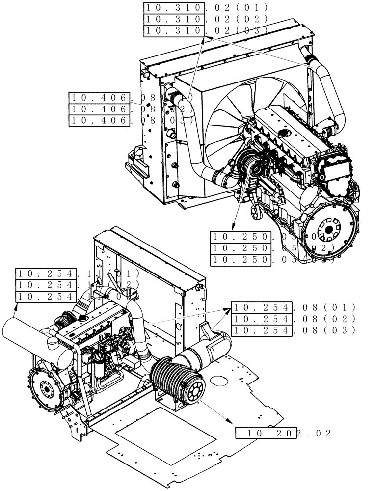Схема запчастей Case IH 8120 - (00.000.10[01]) - PICTORIAL INDEX - ENGINE, INTAKE & EXHAUST - 7120/7120(LA), 8120/8120(LA) (00) - GENERAL & PICTORIAL INDEX