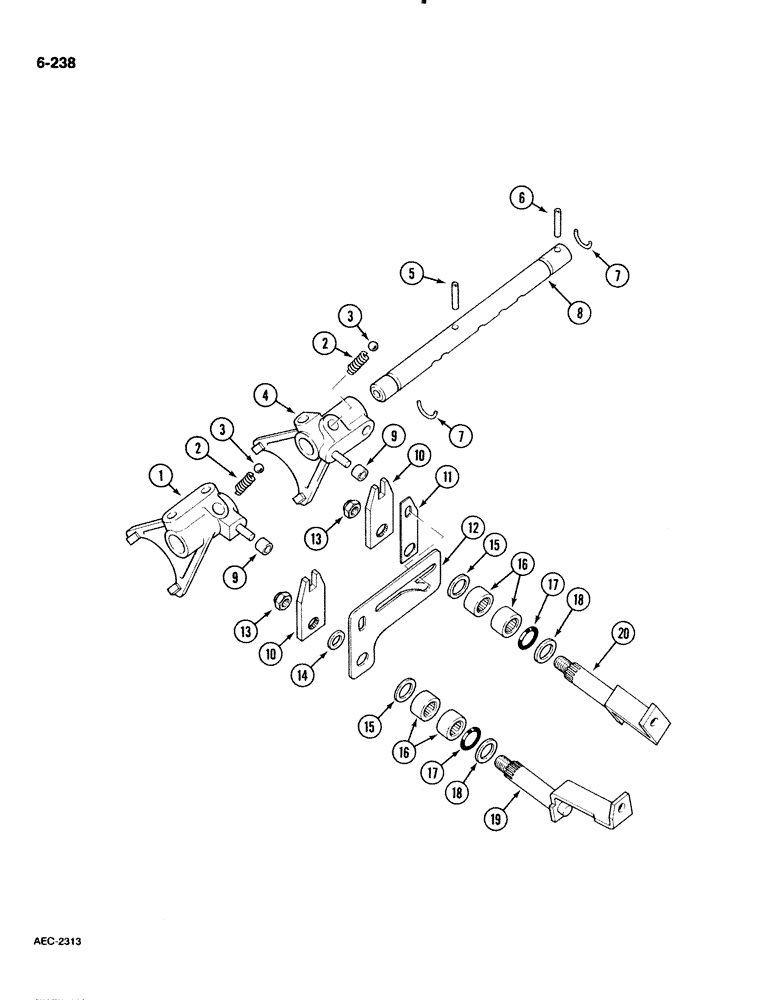 Схема запчастей Case IH 885 - (6-238) - RANGE SHIFT MECHANISM (06) - POWER TRAIN