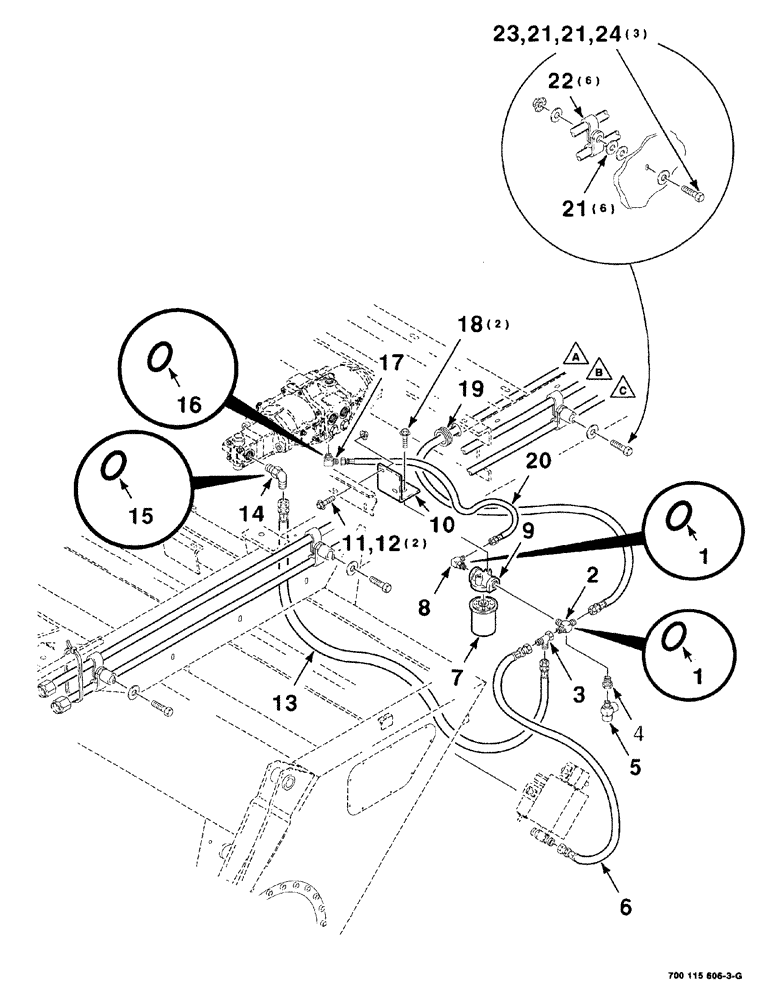 Схема запчастей Case IH 8840 - (08-038) - HEADER DRIVE (PUMP AND FILTER) ASSEMBLY (35) - HYDRAULIC SYSTEMS