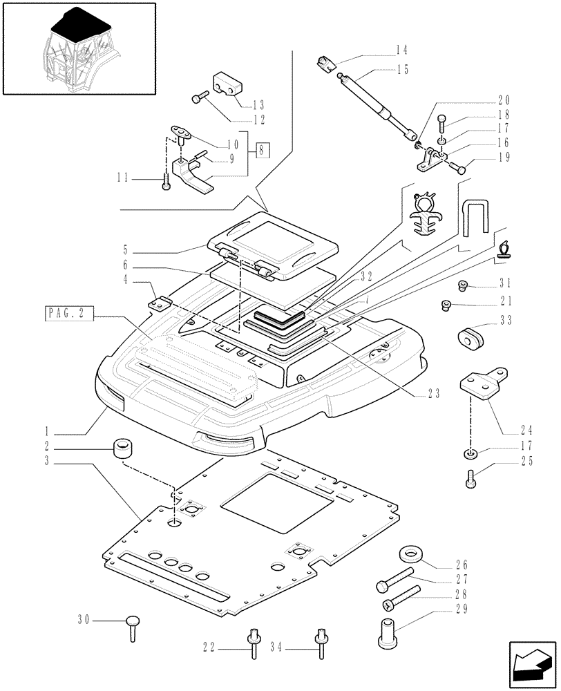 Схема запчастей Case IH JX90U - (1.94.0[01]) - CAB WITH ESCAPE HATCH - CAB, ROOF, OPENING AND INTERNAL TRIMMING (10) - OPERATORS PLATFORM/CAB