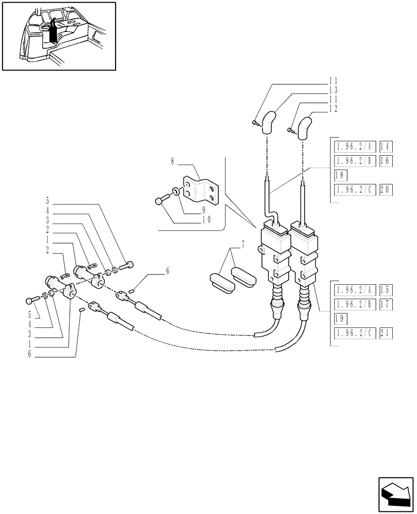 Схема запчастей Case IH MXM190 - (1.96.2[02]) - CONTROL VALVES (10) - OPERATORS PLATFORM/CAB