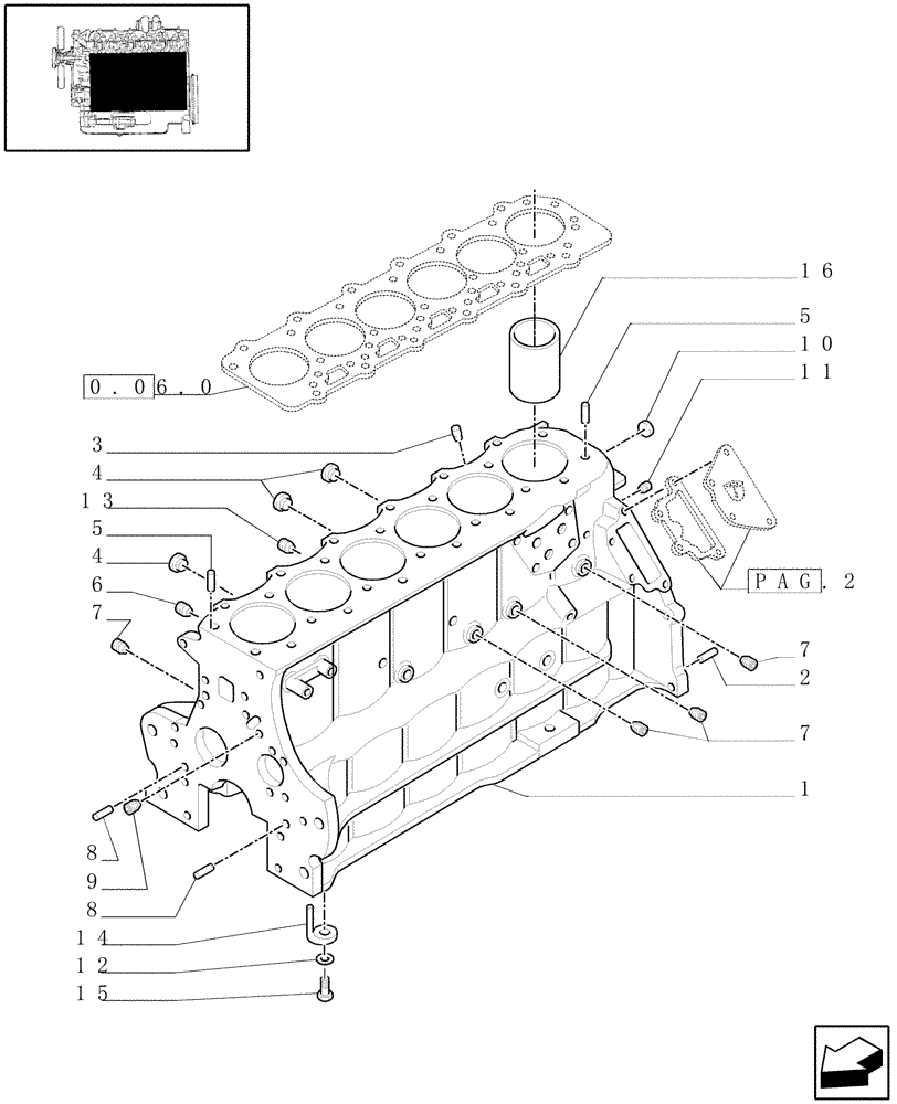 Схема запчастей Case IH MXM175 - (0.04.0[01]) - CYLINDER BLOCK & RELATED PARTS (01) - ENGINE