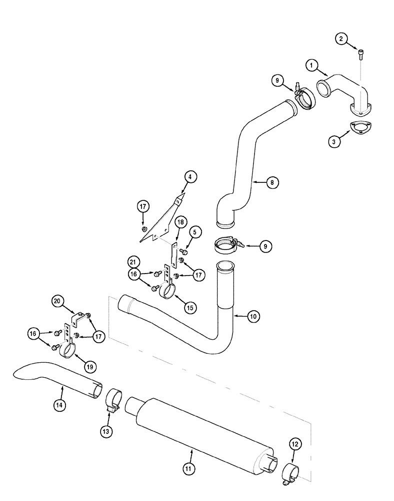 Схема запчастей Case IH C50 - (02-11) - UNDERSLUNG EXHAUST, C50 (02) - ENGINE