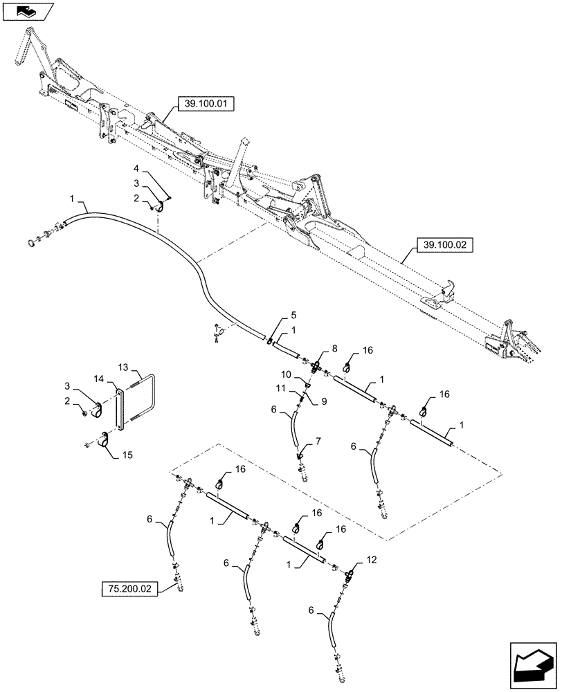 Схема запчастей Case IH 920 - (78.110.04) - INNER WING FRAME PLUMBING (INJECTION OPTION) (78) - SPRAYING