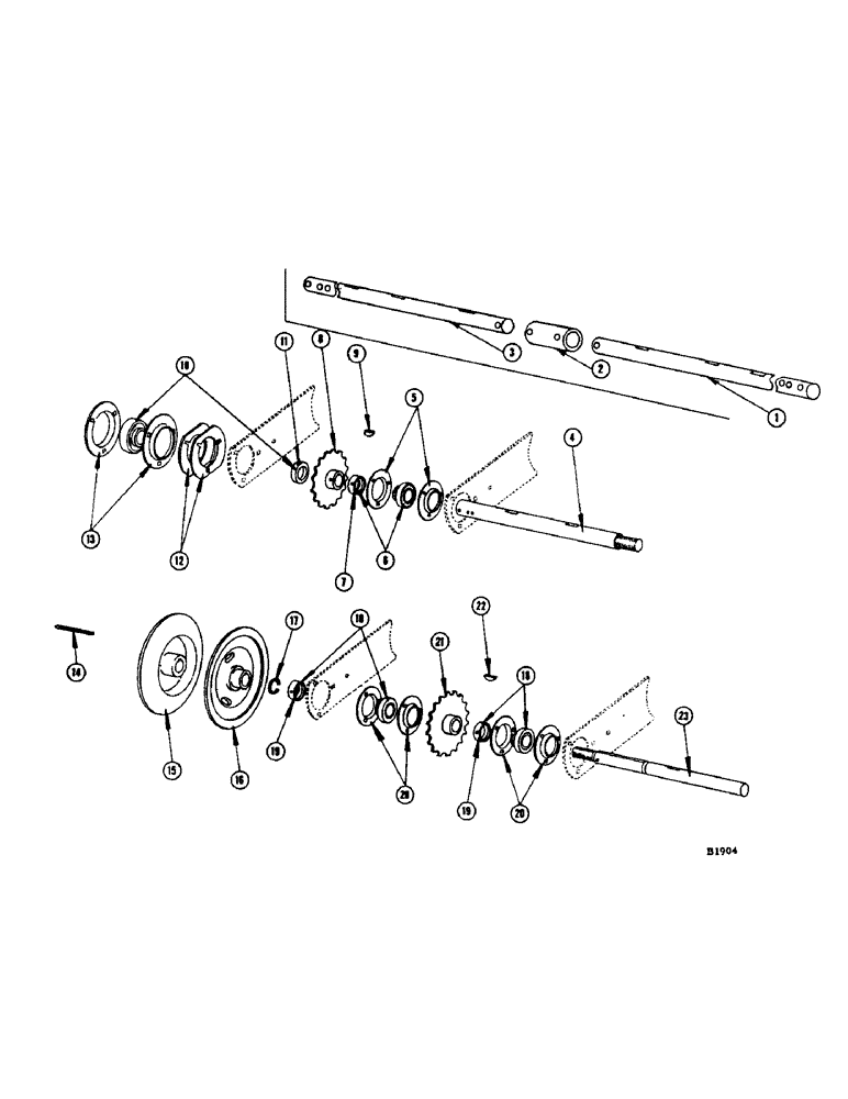 Схема запчастей Case IH 1060 - (030) - REEL DRIVE JACKSHAFT, HEAVY DUTY HEADER AND CUTTER BAR EXTENSION (58) - ATTACHMENTS/HEADERS