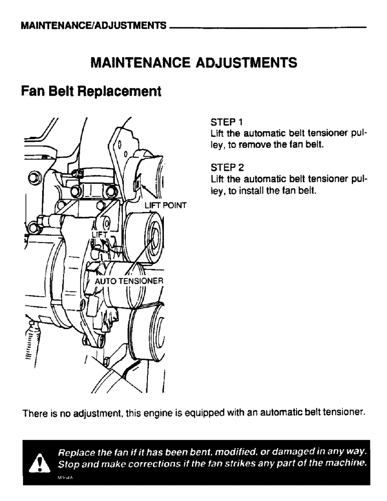 Схема запчастей Case IH 6590TA - (040) - MAINTENANCE, ADJUSTMENTS, FAN BELT REPLACEMENT 